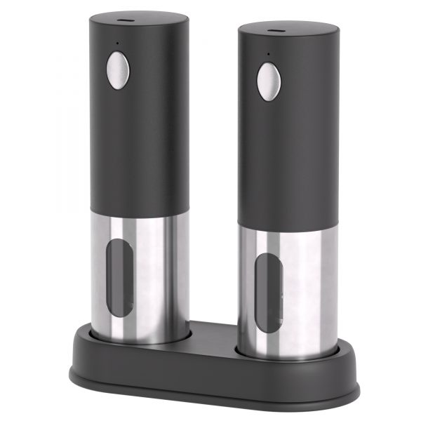 Rechargeable Stainless Steel and Plastic Salt and Pepper Grinder Mill Machine with Storage Base or Chargeable Base by Type-c