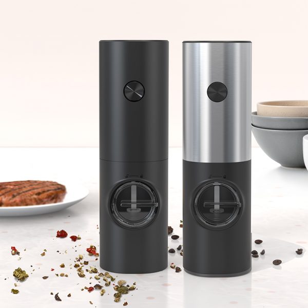 Wholesale Black Plastic Low Cost Electric Automatic Salt and Pepper Grinder Set with Led Light Battery Operated Mill Set