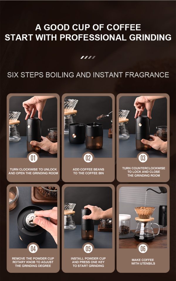 Household and Travel Rechargeable Coffee Grinder for Commercial Espresso Maker Cafe - Image 7