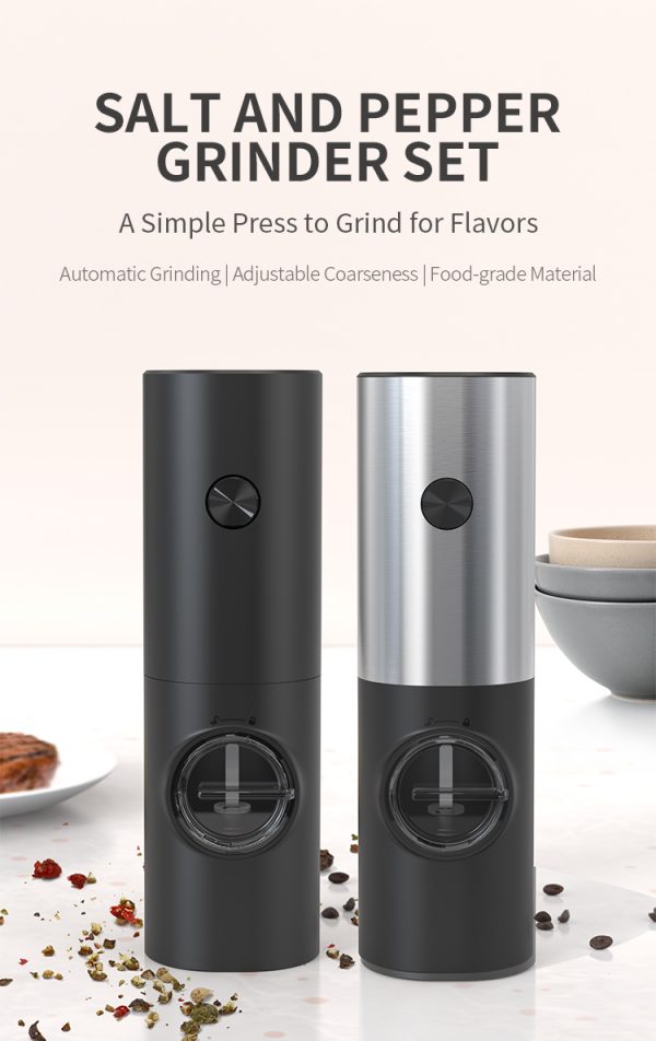 Wholesale Black Plastic Low Cost Electric Automatic Salt and Pepper Grinder Set with Led Light Battery Operated Mill Set - Image 2