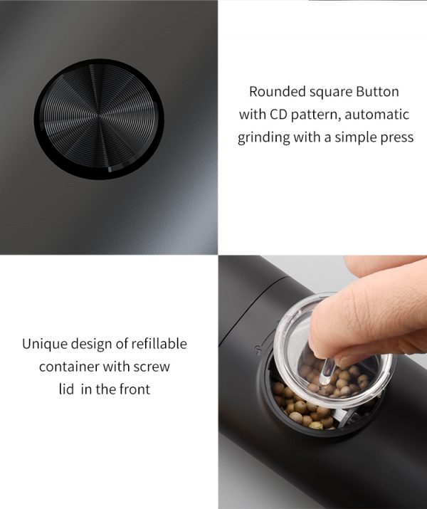 Wholesale Black Plastic Low Cost Electric Automatic Salt and Pepper Grinder Set with Led Light Battery Operated Mill Set - Image 4