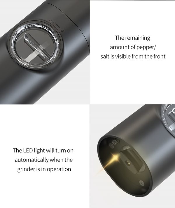 Wholesale Black Plastic Low Cost Electric Automatic Salt and Pepper Grinder Set with Led Light Battery Operated Mill Set - Image 5