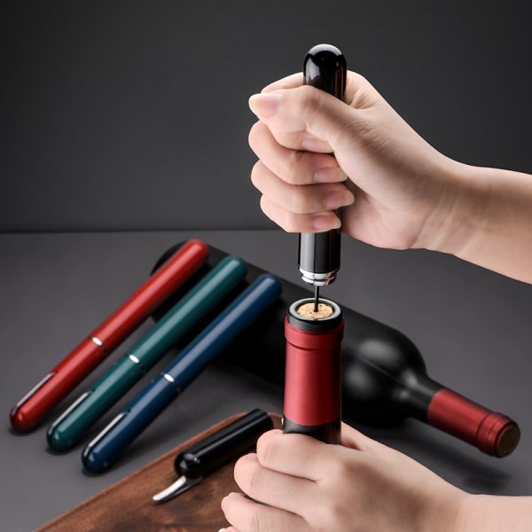 KH1-002101 Portable Handheld 2in1 Air Pressure Corkscrew Easy-Open Air Pump Wine Opener Cork Remover with Foil Cutter - Image 2