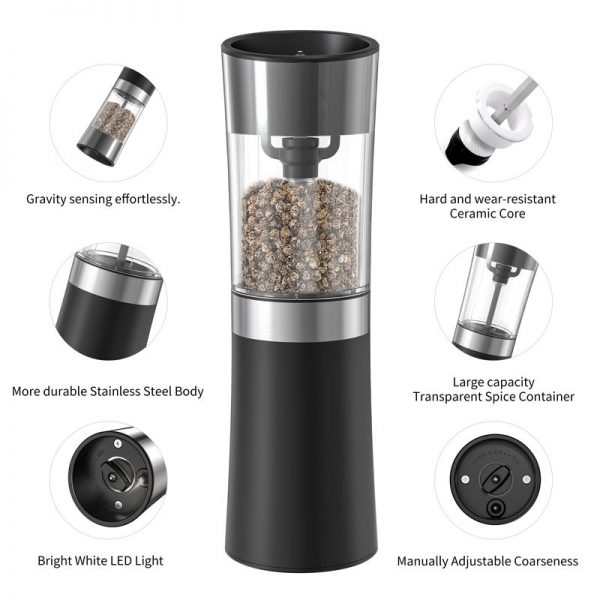 KYMQ-29C 2024 Automatic Battery-operated Black Electric Salt and Pepper Grinder Set - Image 3