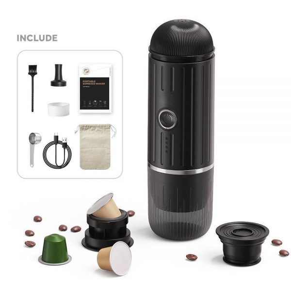 Portable Electric Espresso Machine Self-Heating USB-C & Car Charger 19 Bar Mini Coffee Maker Ground Coffee Capsule for Outdoors - Image 2