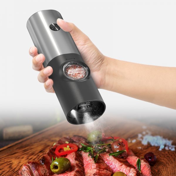 KYMQ-16B-BS One Button Control 4AAA Battery-powered Dry Electric Plastic Pepper Grinders - Image 5