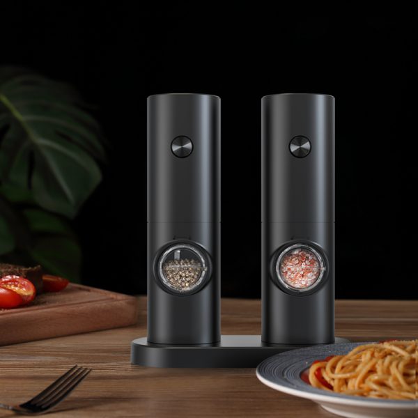Wholesale Black Plastic Low Cost Electric Automatic Salt and Pepper Grinder Set with Led Light Battery Operated Mill Set - Image 2