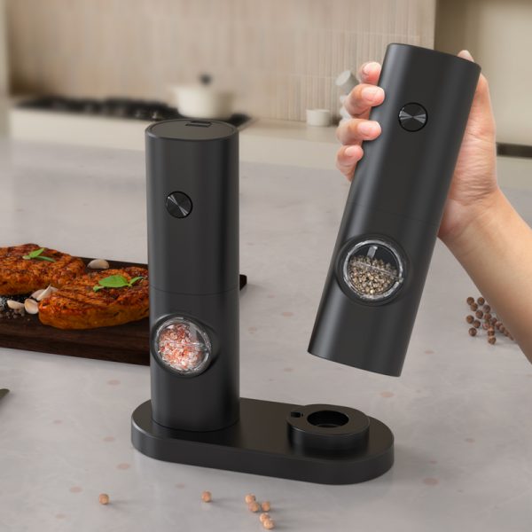 Wholesale Black Plastic Low Cost Electric Automatic Salt and Pepper Grinder Set with Led Light Battery Operated Mill Set - Image 6